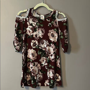 Jenna & Jessie Girl’s Floral Cold Shoulder Dress - 10